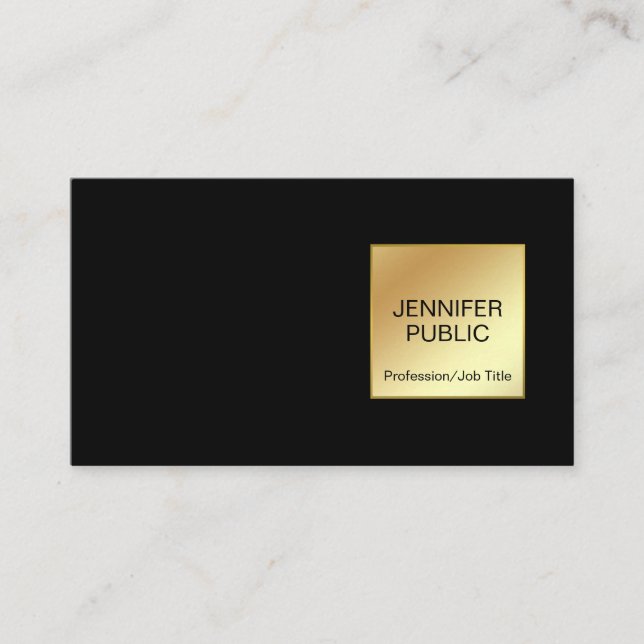 Carte De Visite Design Black Gold Moderne Professionnel Chic Simpl (Devant)