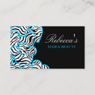 Carte de visite design Blue zebra Hearts