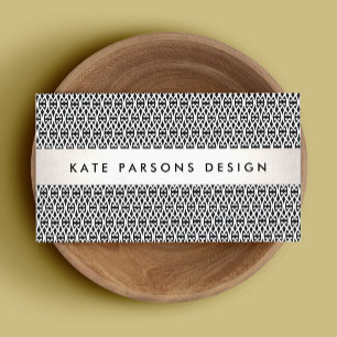 Carte De Visite Design chic Motif moderne noir et blanc