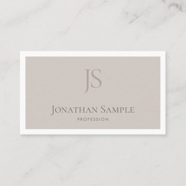 Carte De Visite Design Chic propre Moderne Monogramme Plain Excell (Devant)