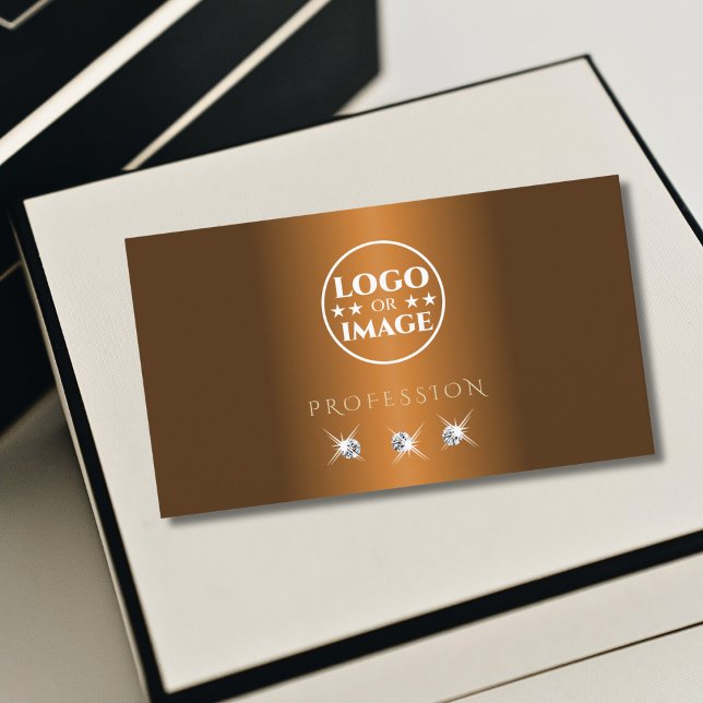 Carte De Visite Design Cinnamon Bijoux Brown Éparkle Ajouter logo (Créateur téléchargé)