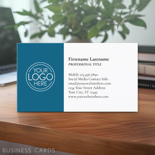 Carte De Visite Design classique avec logo et coordonnées - bleu (Classic Business Card Design with Your Logo and contact information - low minimum)