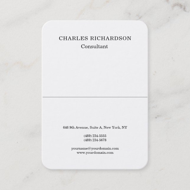 Carte De Visite Design classique blanc professionnel Creative (Devant)