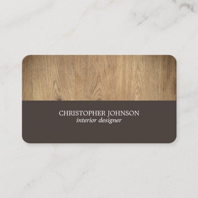 Carte De Visite Design contemporain élégant en bois (Devant)