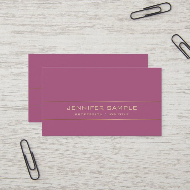 Carte De Visite Design créatif Moderne Gold Elite Plaine Deluxe (Devant/Arrière en situation)