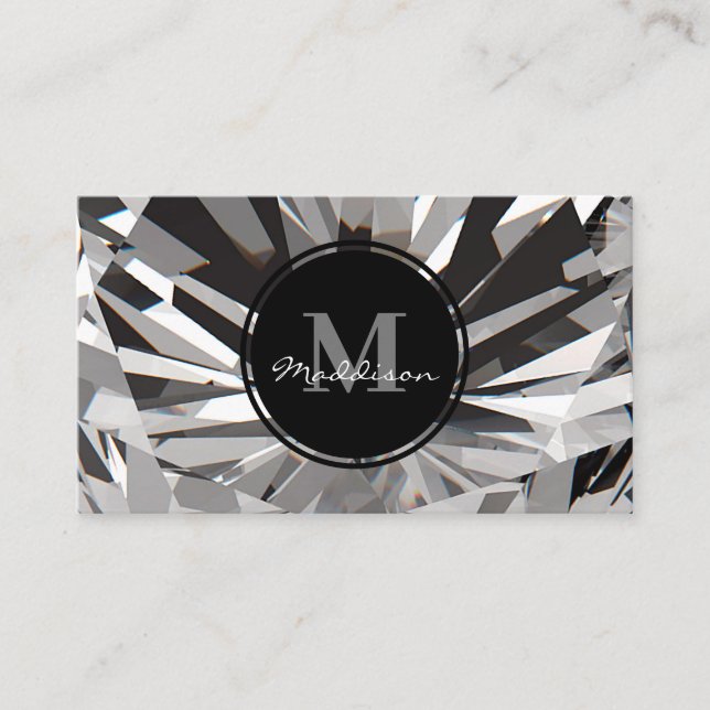 Carte De Visite Design de bijoux en diamant blanc de luxe (Devant)