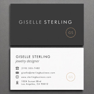 Carte De Visite Design de bijoux luxe noir élégant moderne