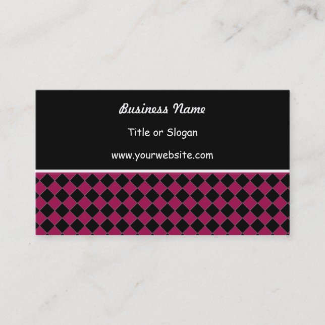 Carte De Visite Design de diamant moderne rose et noir (Devant)