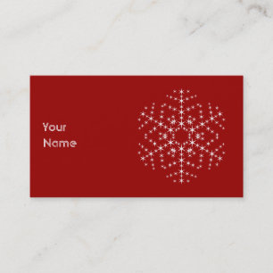 Carte De Visite Design de flocon de neige en rouge foncé et blanc.