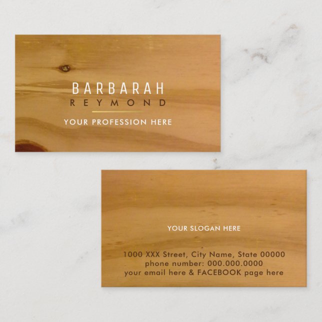 Carte De Visite design de texture en bois clair pour tout professi (Devant / Derrière)
