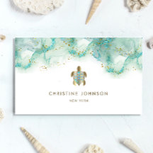 carte de visite design de tortue de mer turquoise