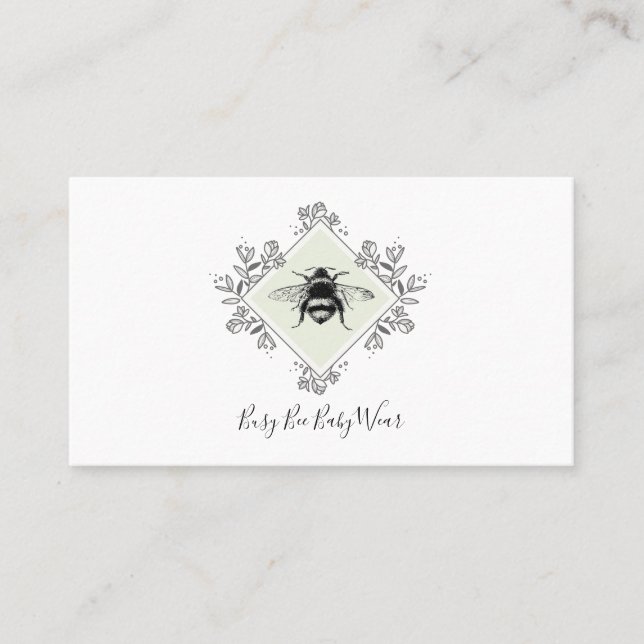 Carte De Visite Design de vêtements Elegant Bee Floral Bordure (Devant)