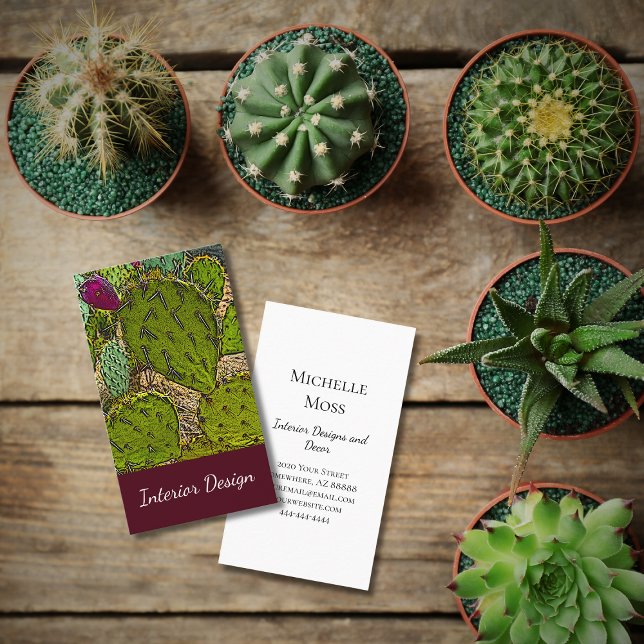 Carte De Visite Design d'intérieur de Cactus Succulent Abstrait du (Créateur téléchargé)