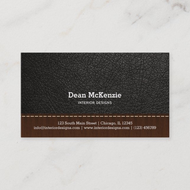 Carte De Visite Design d'intérieur en cuir noir (Devant)