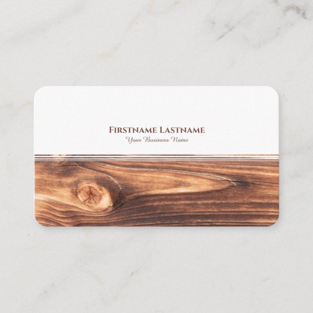 Carte De Visite Design d'intérieur moderne blanc rayé bois élégant (Devant)