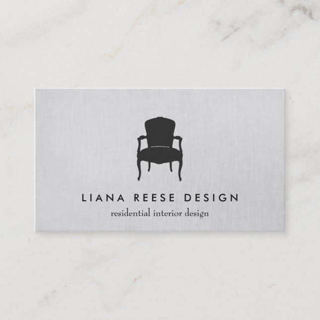 Carte De Visite Design d'intérieur simple Français Chaise Logo Gri (Devant)