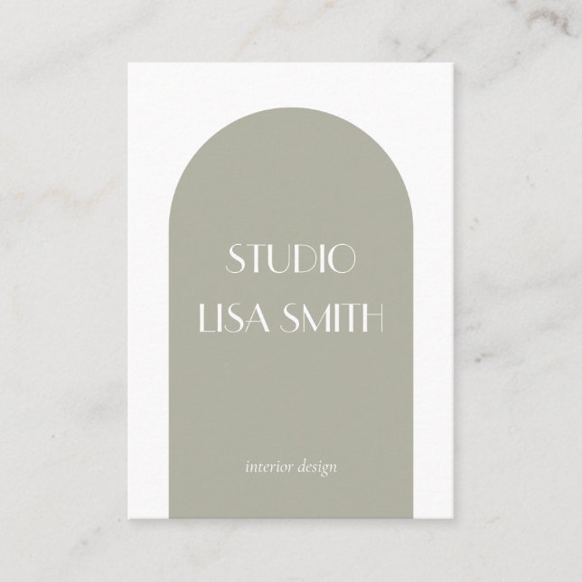 Carte De Visite Design d'intérieur vert moderne géométrique Sage (Devant)