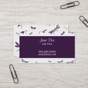 Carte De Visite Design élégant de libellules - Purple foncé