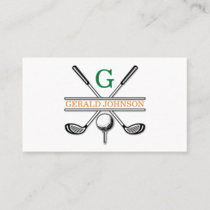 Carte De Visite Design élégant de Monogramme de Golf Customisé