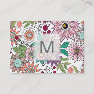 Carte De Visite Design élégant doodé fleuri design dynamique