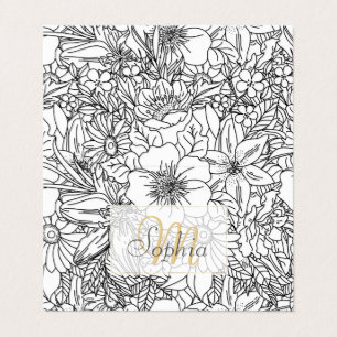 Carte De Visite Design élégant Doodé floral dessiné à la main