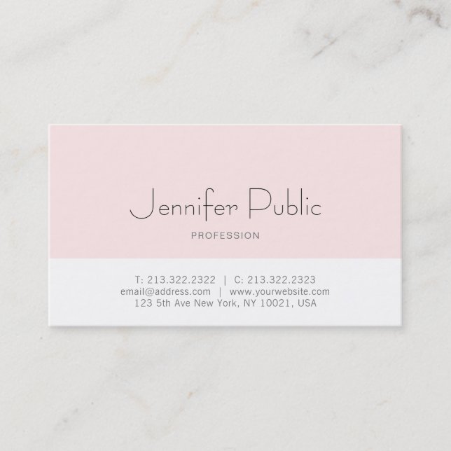 Carte De Visite Design élégant et tendance Design rose clair rose  (Devant)