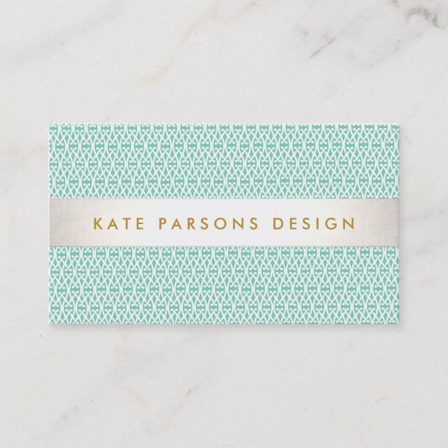 Carte De Visite Design élégant Mint moderne et Motif blanc (Devant)