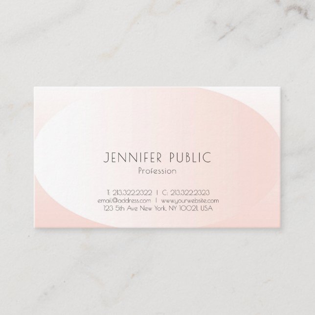 Carte De Visite Design élégant moderne Blush Pink Plain tendance (Devant)