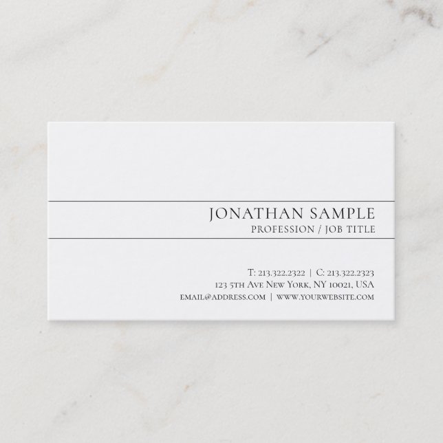 Carte De Visite Design élégant moderne Design élégant Blanc Plaine (Devant)