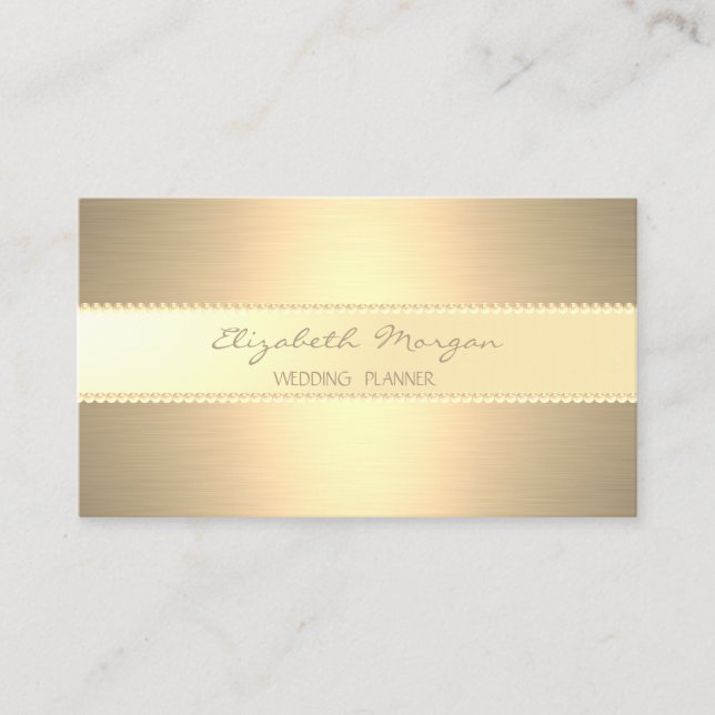 Carte De Visite Design élégant moderne, Faux Gold, Grandes, Perles (Devant)