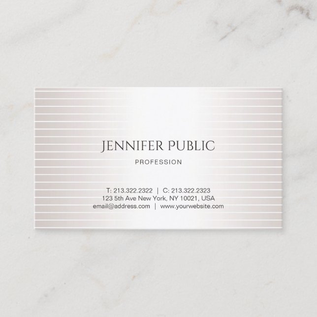 Carte De Visite Design élégant Moderne Plaine Glamour Faux Argent (Devant)