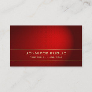 Carte De Visite Design élégant Or moderne Rouge Elite Plaine Luxe