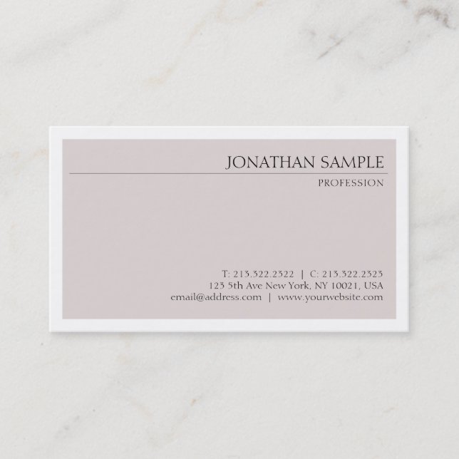 Carte De Visite Design élégant professionnel élégant chic sobre lu (Devant)