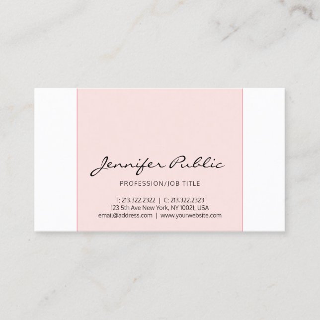 Carte De Visite Design élégant rose blanc Créatif Simple Design mo (Devant)