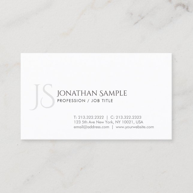 Carte De Visite Design élégant Simple chic tendance Monogramme (Devant)