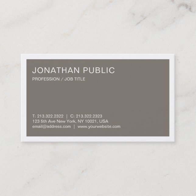 Carte De Visite Design élégant Sleek Plain tendance Luxe Brown (Devant)