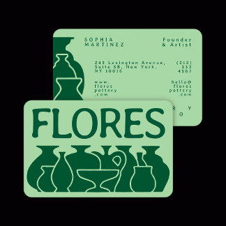 Carte De Visite Design en silhouette de vase de poterie gras