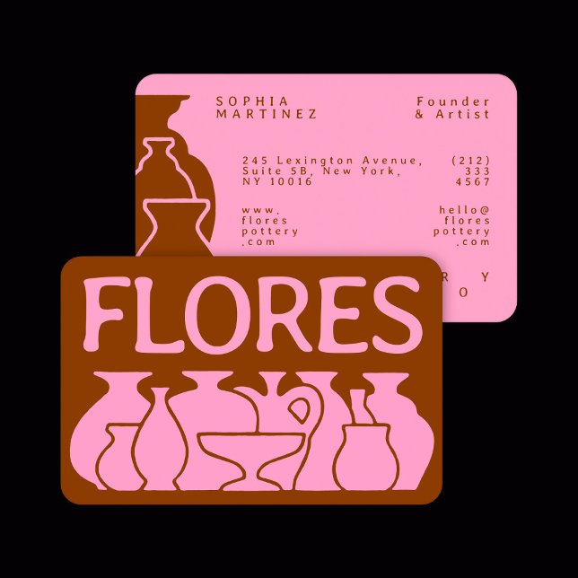 Carte De Visite Design en silhouette de vase de poterie gras (Créateur téléchargé)