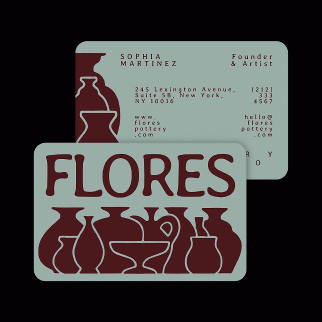 Carte De Visite Design en silhouette de vase de poterie gras (Créateur téléchargé)