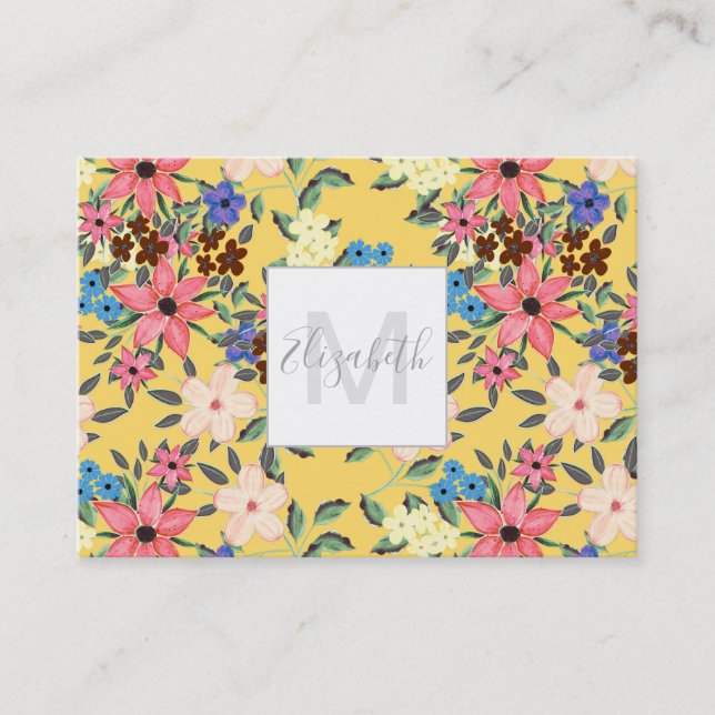 Carte De Visite Design fleuri élégant du jardin (Devant)