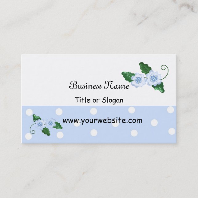 Carte De Visite Design floral bleu élégant (Devant)