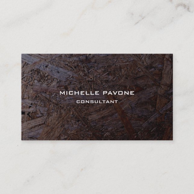 Carte De Visite Design foncé Brown bois texture professionnelle (Devant)