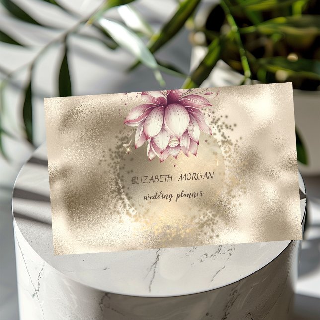 Carte De Visite Design Gold Confetti Parties scintillant Lotus Met (Créateur téléchargé)