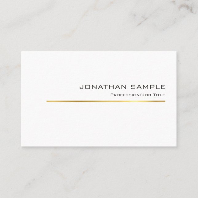 Carte De Visite Design Gold Stripe Design professionnel Chic Plain (Devant)