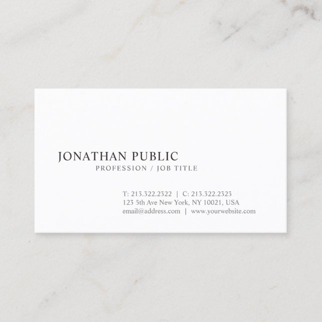 Carte De Visite Design graphique simple et élégant Plain tendance (Devant)