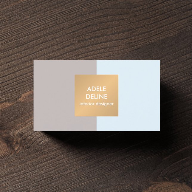 Carte De Visite Design intérieur moderne en cuivre bleu clair (Créateur téléchargé)