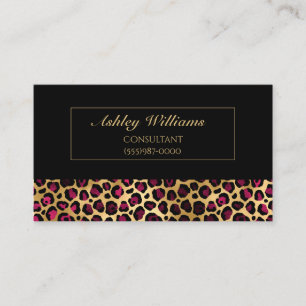 Carte De Visite Design Leopard Luxury Gold & Burgundy
