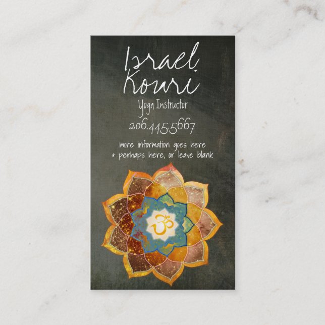 Carte De Visite Design Mandala de fleurs d'or (Devant)