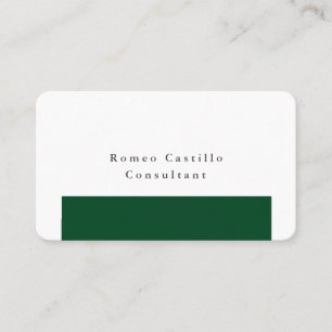 Carte De Visite Design minimaliste blanc blanc vert de la forêt so
