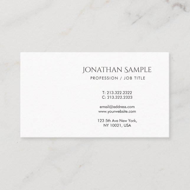 Carte De Visite Design minimaliste créatif Moderne Plaine tendance (Devant)